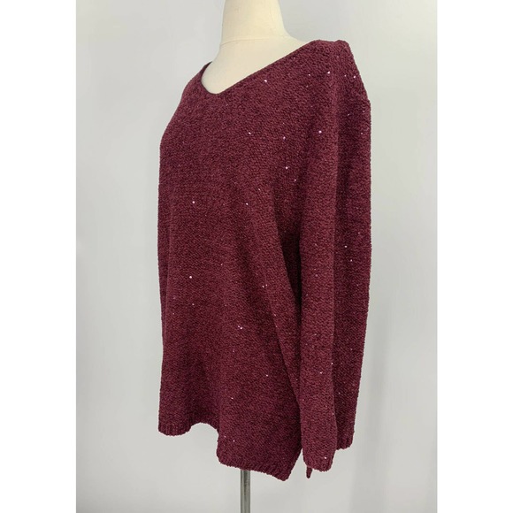 Chico's Chenille Sequin V-neck Pullover Sweater' - Picture 4 of 10